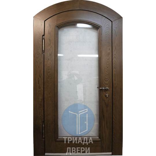 наружная арочная дверь со стеклом и мдф