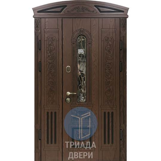 офисная дверь из стали с верхней вставкой и ковкой