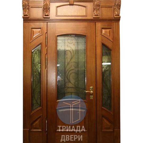 парадная дверь в офисное помещение с верхней вставкой и стеклом